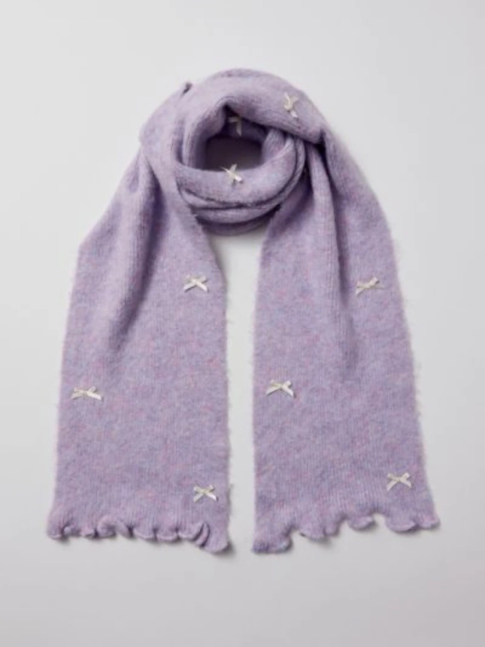 Urban Outfitters Lilac Bow Knit Scarf